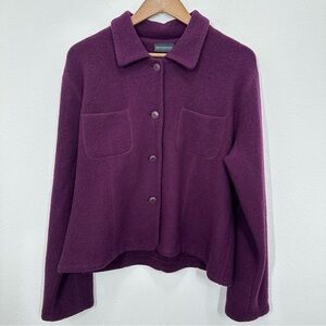 Vintage Bridgetown Purple Eggplant Women's Jacket 100% Wool Coat Chic Timeless